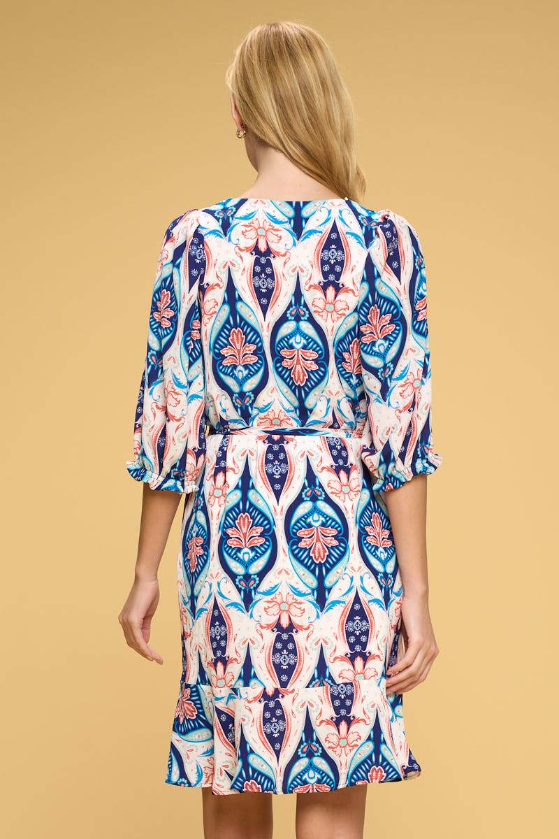 Paisley Print Dress with Ruffle Hem ~ Made in USA (Sizes: S-3X)