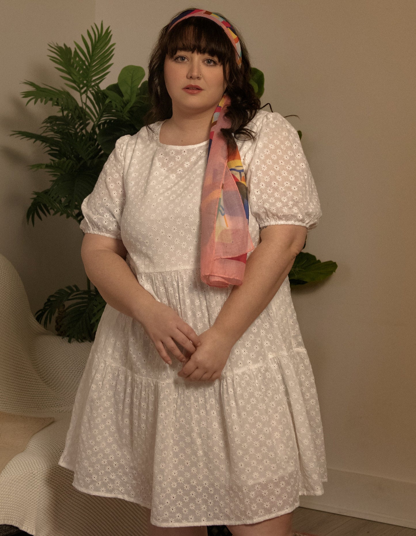 Sofia Dress Tiered Broderie Anglaise White