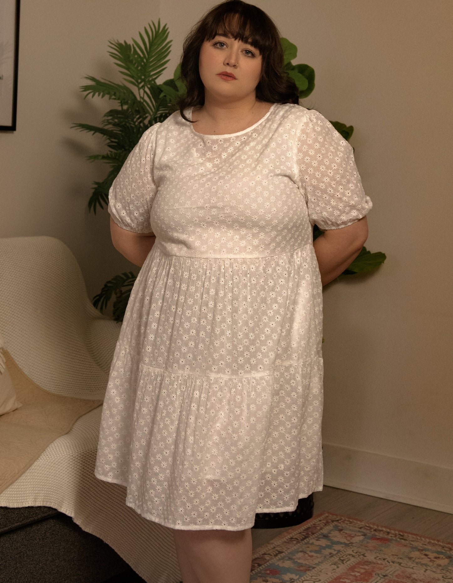 Sofia Dress Tiered Broderie Anglaise White