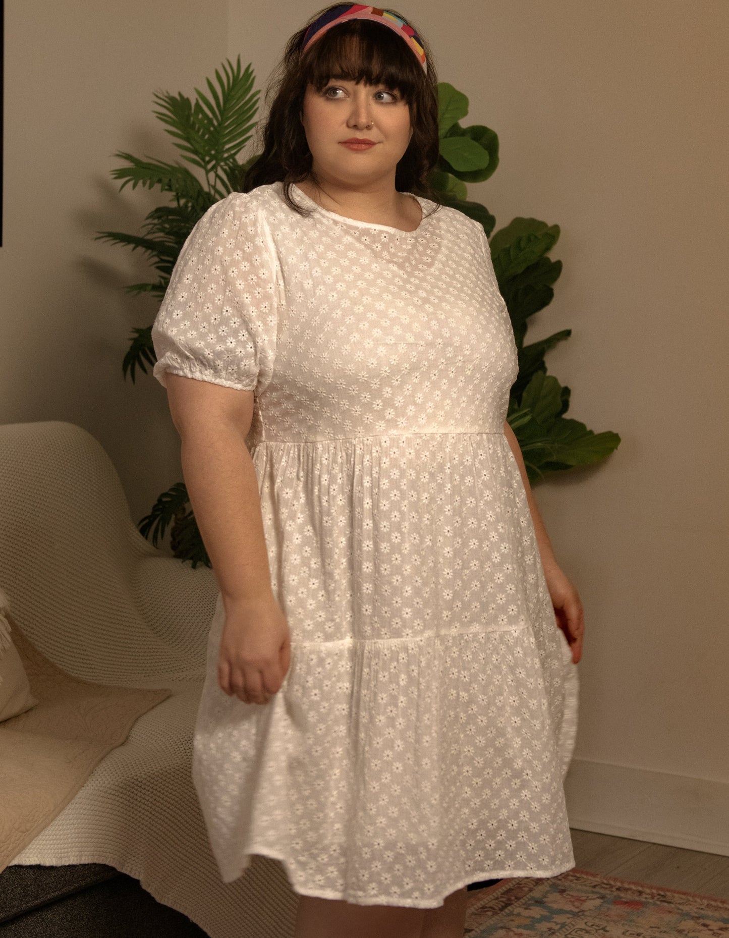 Sofia Dress Tiered Broderie Anglaise White