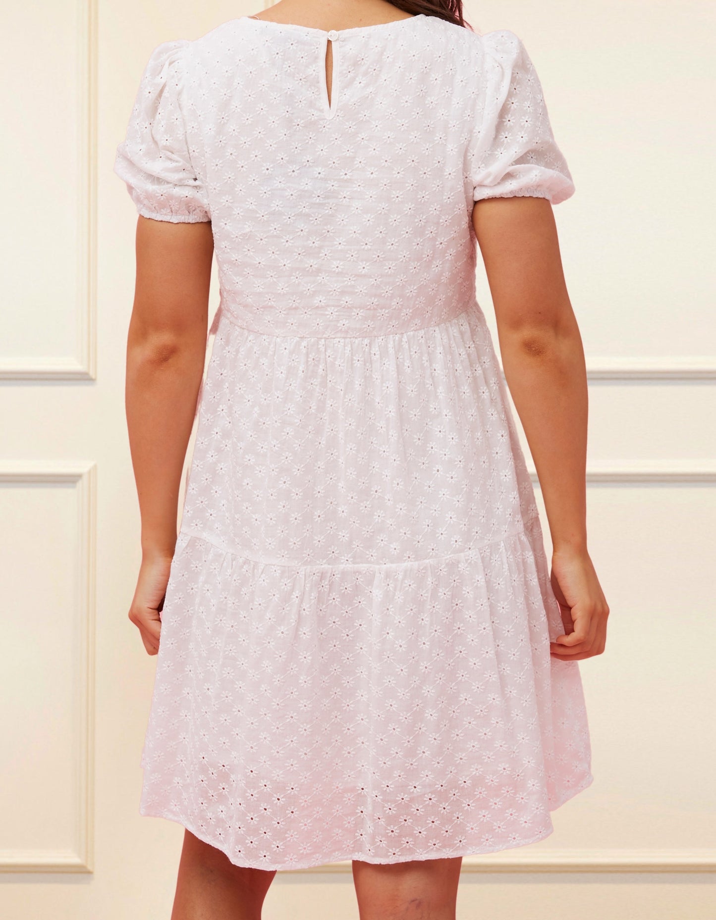 Sofia Dress Tiered Broderie Anglaise White