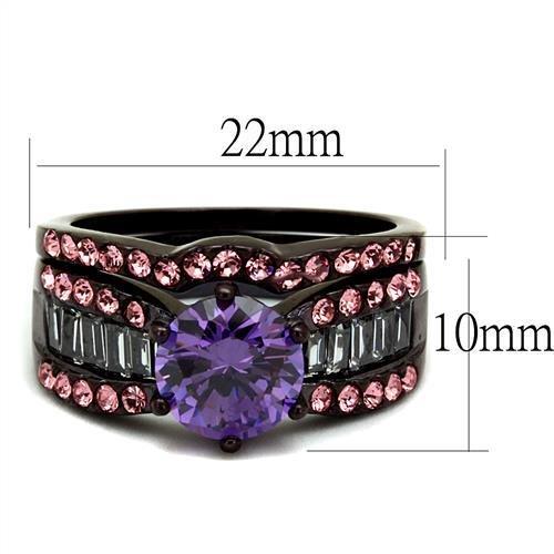 Dark Coffee Stainless Steel Ring with Gems