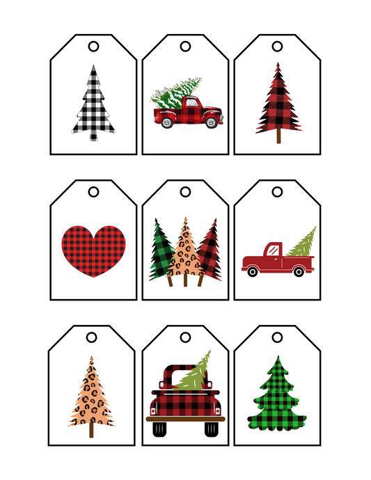 Buffalo Check Holiday Gift Tags - Printable Digital Download ~ Sharon Dawn Collection - (50% OFF - Sale Price - $3.00 CAD)