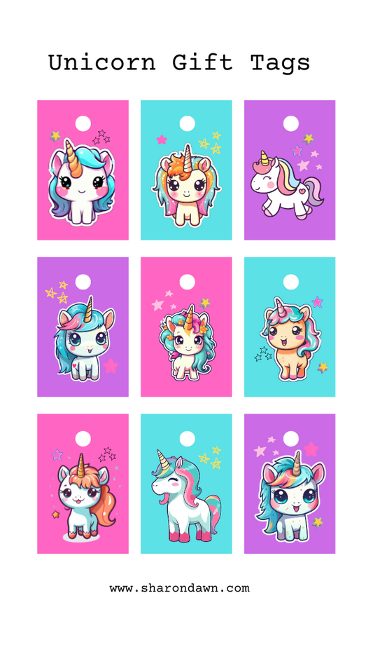 Unicorn Gift Tags - Printable Digital Download (50% OFF - Sale Price $3.00 CAD)