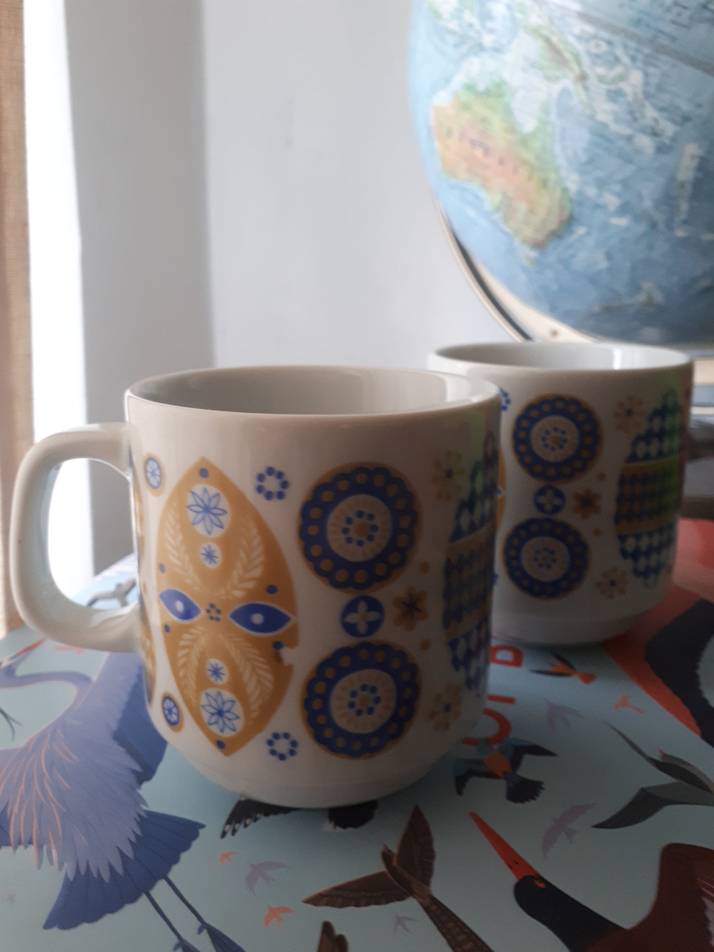 Vintage Blue & Gold Mug - Made in Brazil