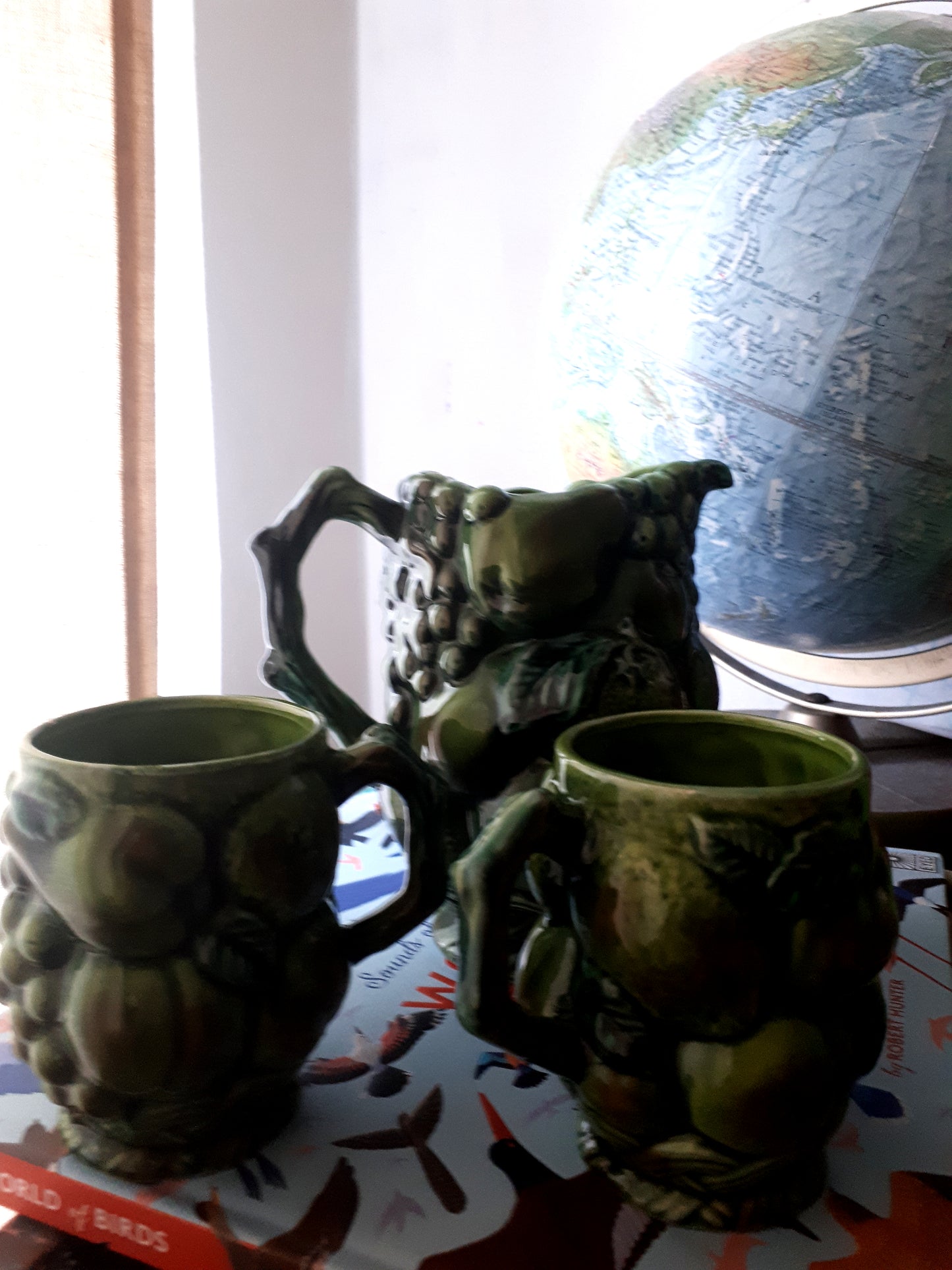 Vintage 1960's Inarco Green Spice Fruit Pitcher with 2 Cups (set of 3 items) - Made in Japan