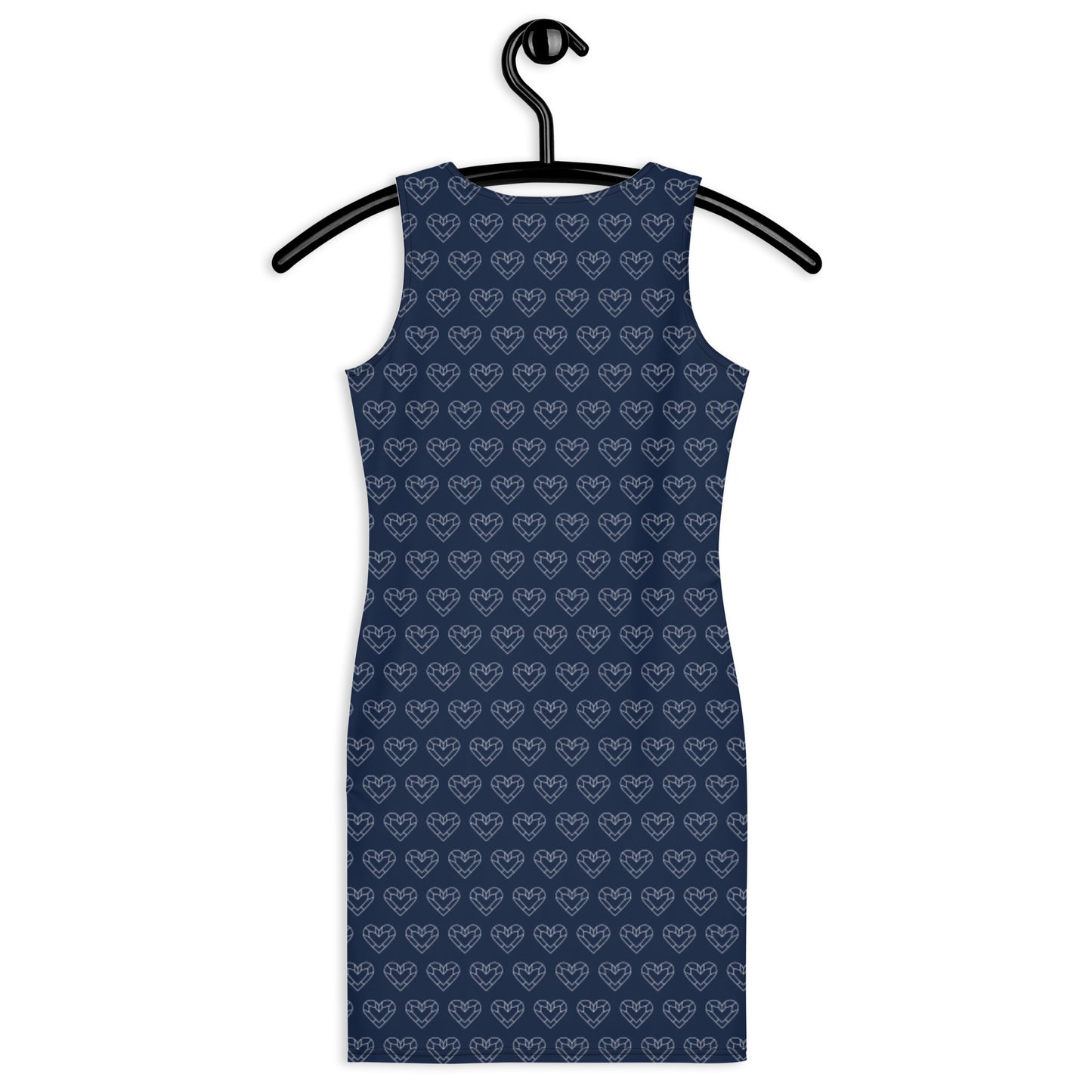 White Geometric Heart on Navy - Bodycon dress ~ Sharon Dawn Collection