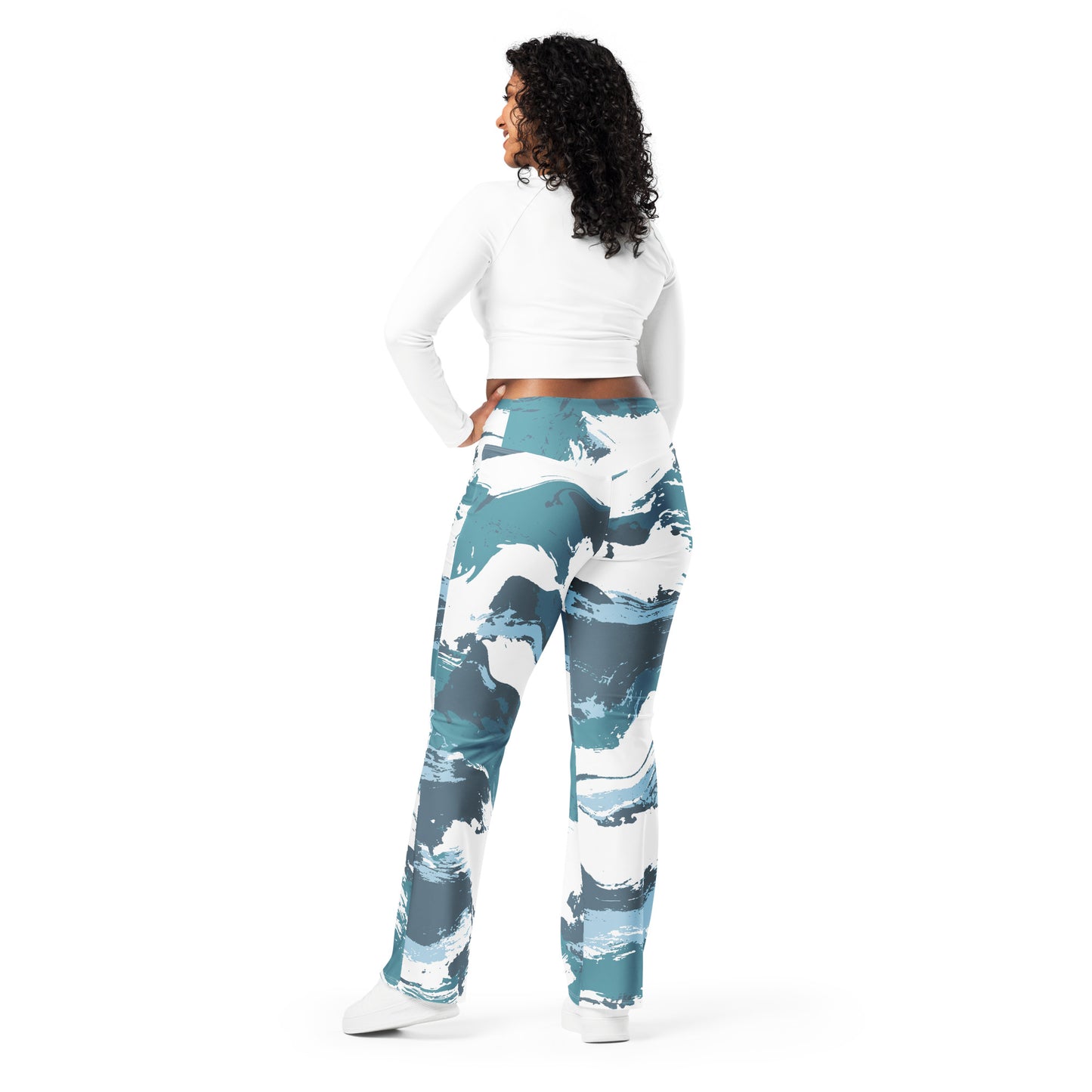 Blue Wave - Flare leggings ~ Sharon Dawn Collection (Sale Price: $80.99 CAD)