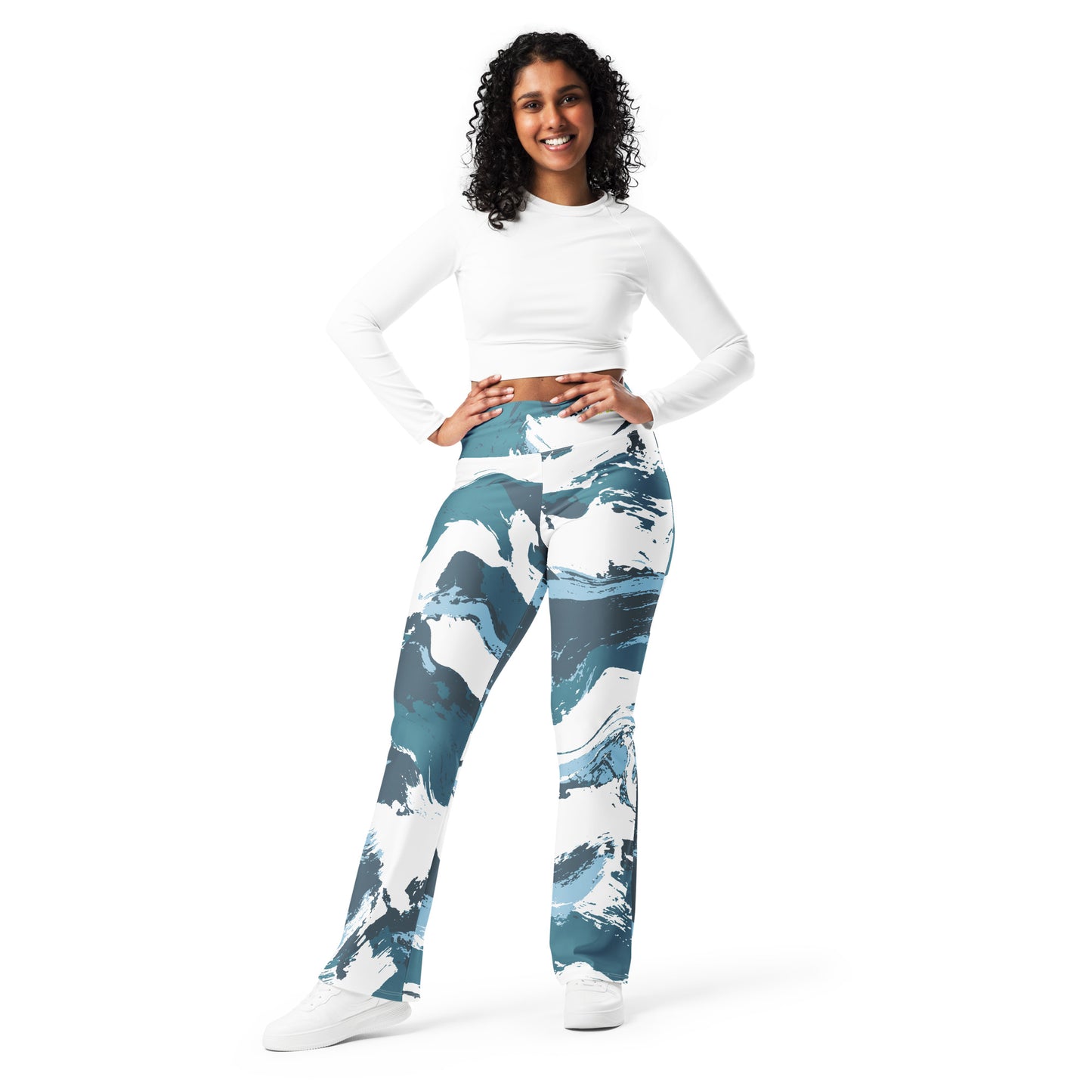 Blue Wave - Flare leggings ~ Sharon Dawn Collection (Sale Price: $80.99 CAD)