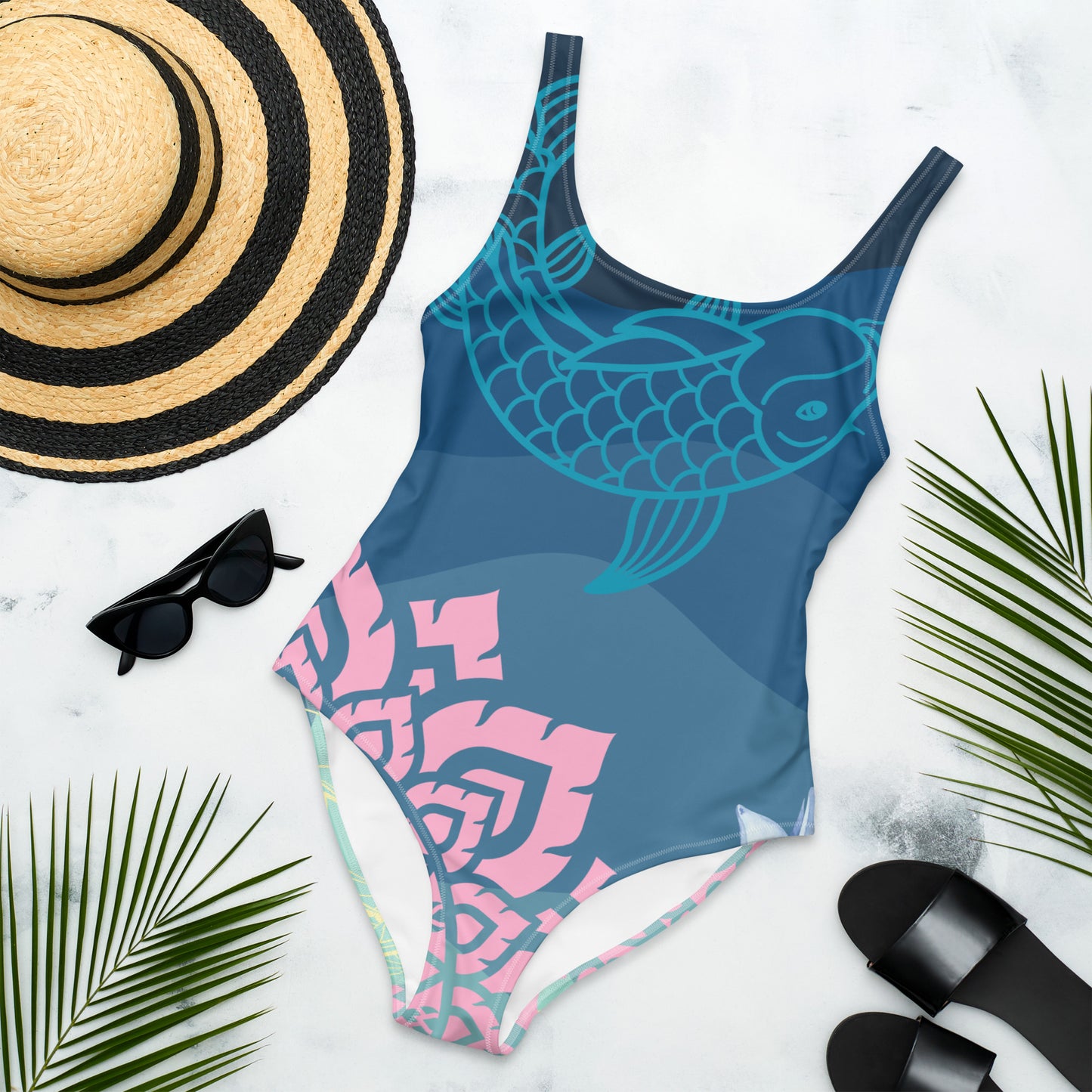 Lotus Dream - One-Piece Swimsuit - Chlorine Resistant - Double Front Layer ~ Sharon Dawn Collection (Sale Price: $60.99 CAD)