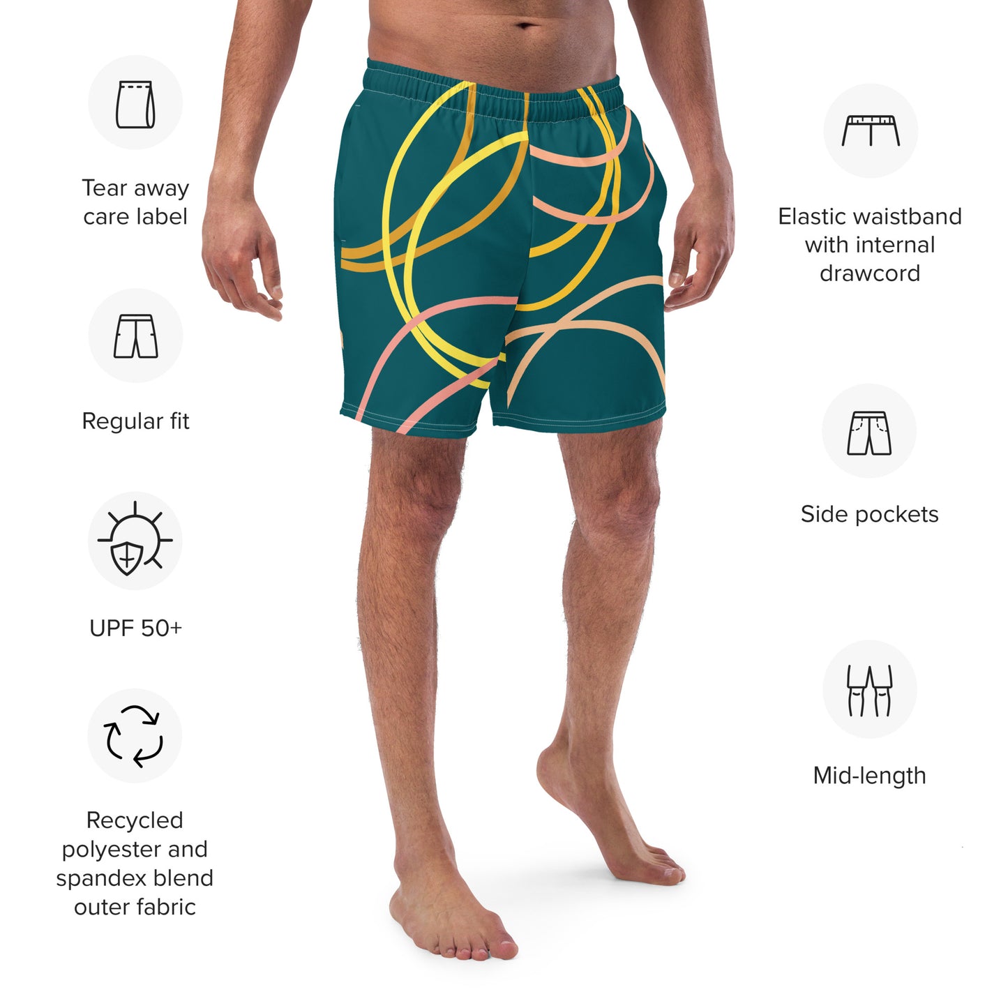 Arc Sketch - Men's swim trunks ~ Sharon Dawn Collection
