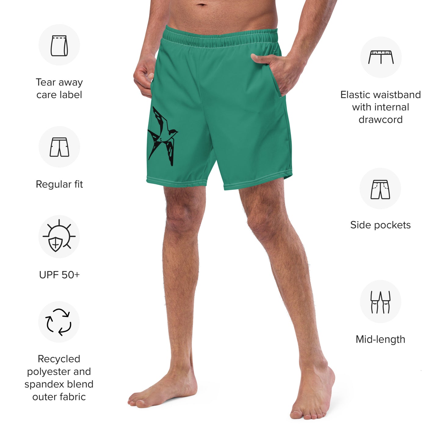Sparrow - Men's swim trunks ~ Sharon Dawn Collection