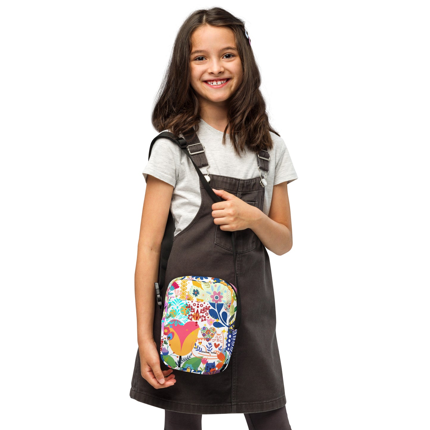 Whimsical Garden Mosaic - Utility crossbody bag Sharon Dawn Collection