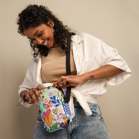 Whimsical Garden Mosaic - Utility crossbody bag  Sharon Dawn Collection