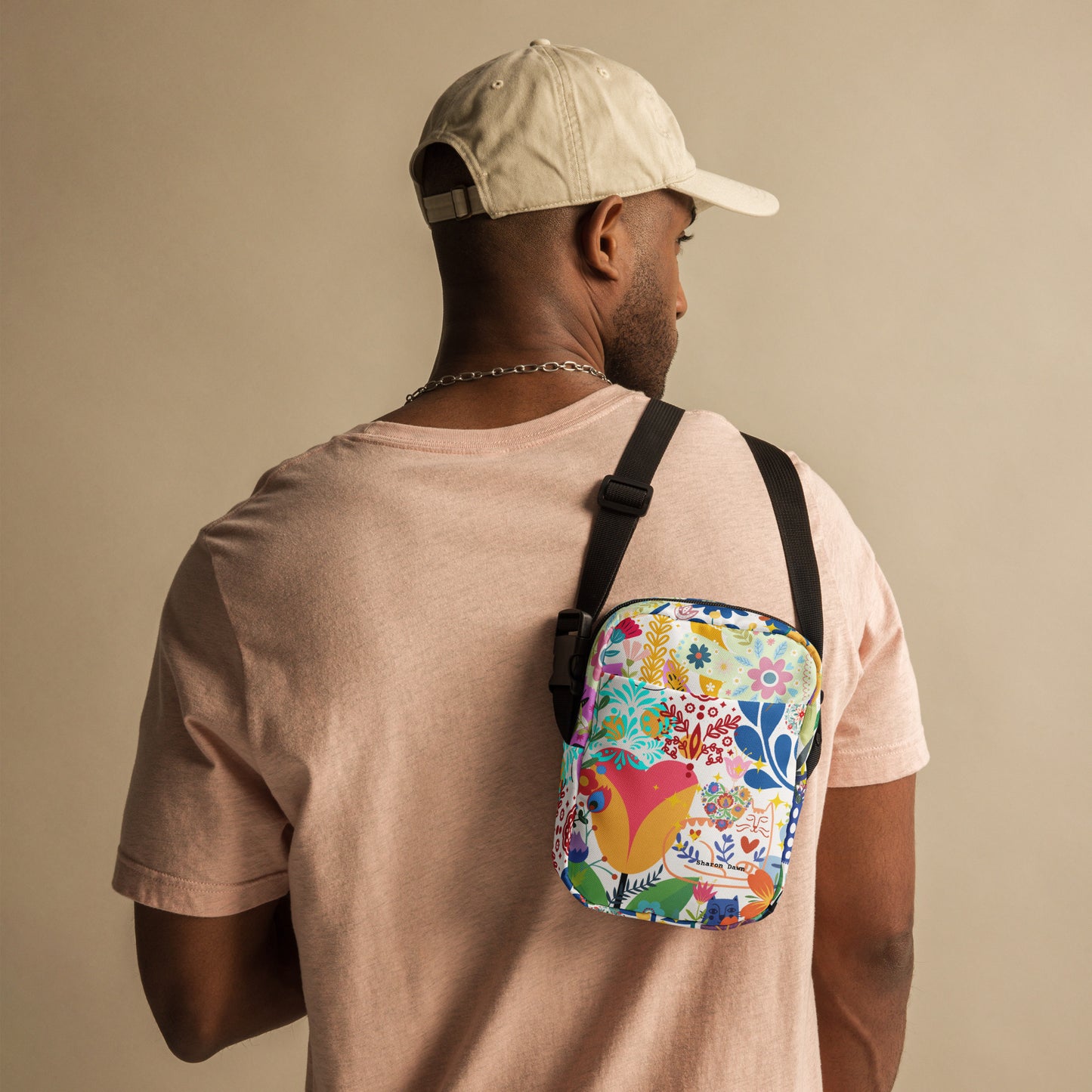 Whimsical Garden Mosaic - Utility crossbody bag Sharon Dawn Collection