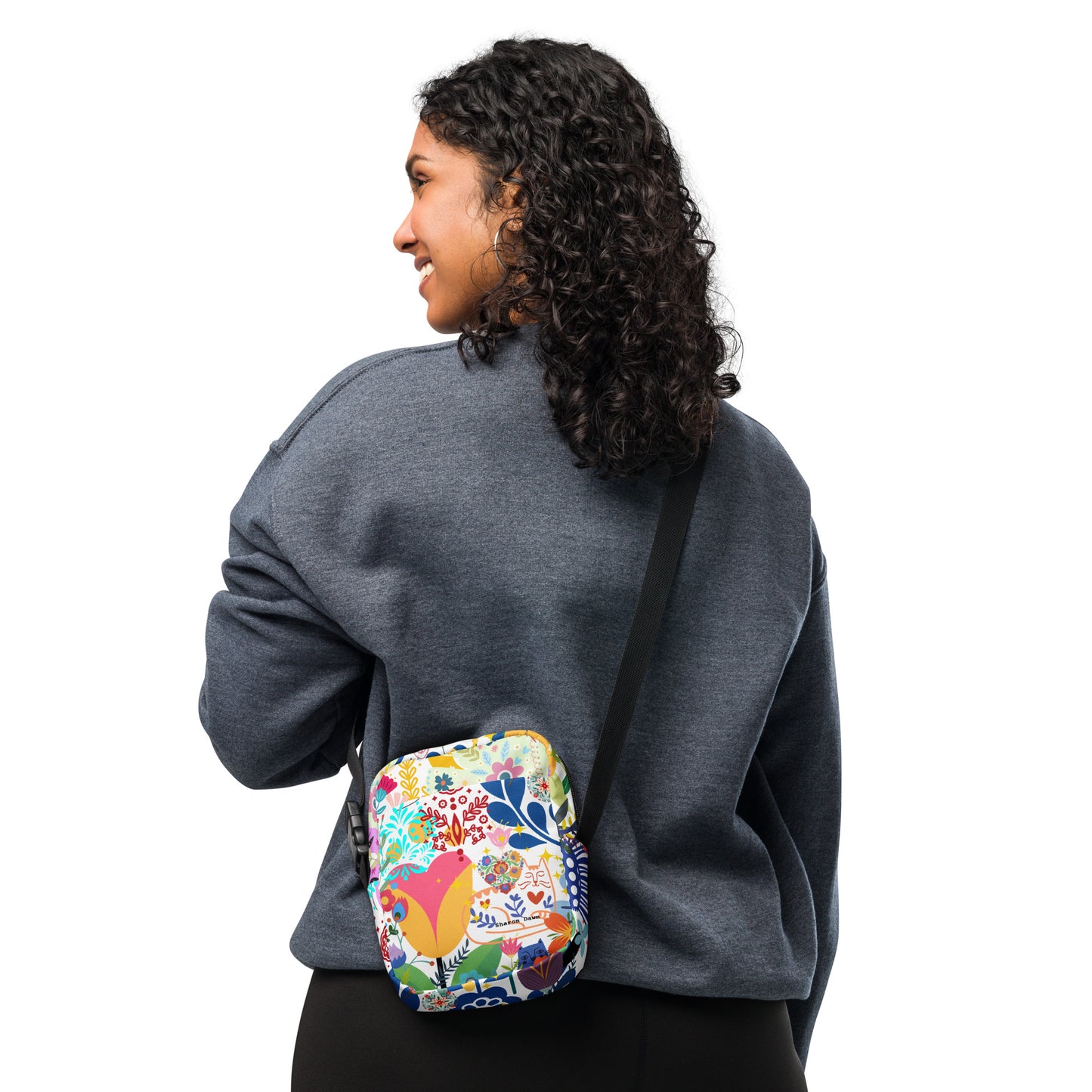 Whimsical Garden Mosaic - Utility crossbody bag Sharon Dawn Collection