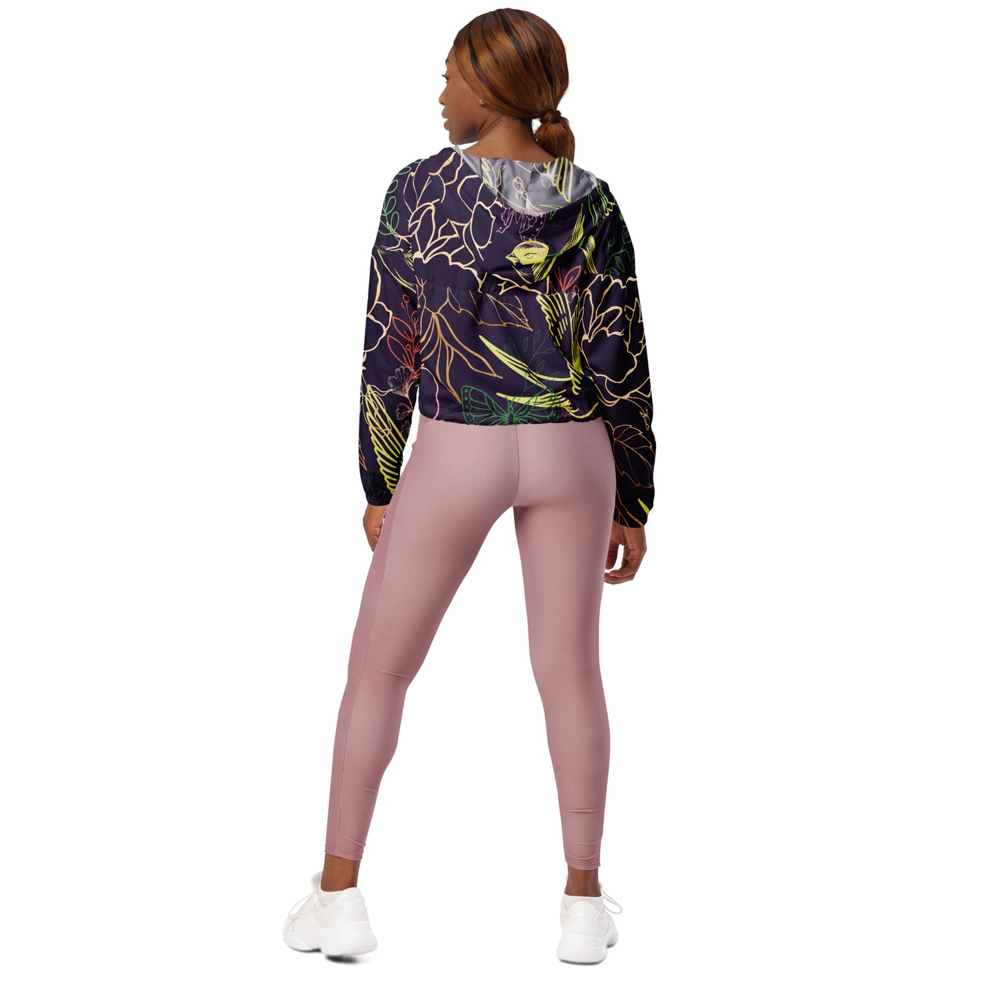 Botanical Sanctuary - Women’s cropped windbreaker ~ Sharon Dawn Collection (Sale Price: $91.99 CAD)