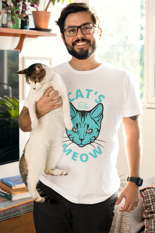 The Cat's Meow - Men's classic tee - 100% Cotton (Sizes: S-5XL) (Colours: Black/White/Grey) ~ Sharon Dawn Collection (Sale Price: $44.20 CAD)