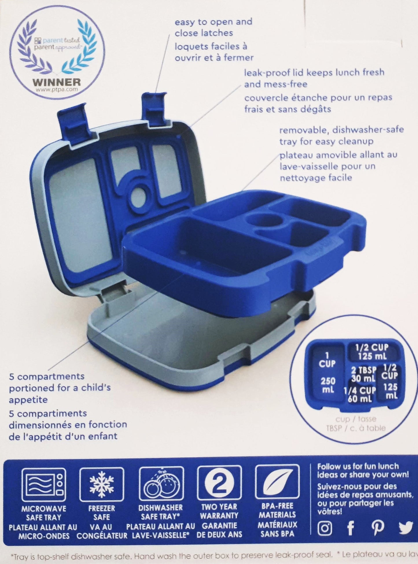 Bentgo Kids Durable & Leak-Proof Children's Lunch Box - Blue (Ages 3-7 years)