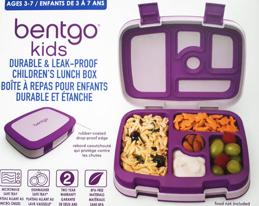 Bentgo Kids Durable & Leak-Proof Children's Lunch Box - Purple (Ages 3-7 years)