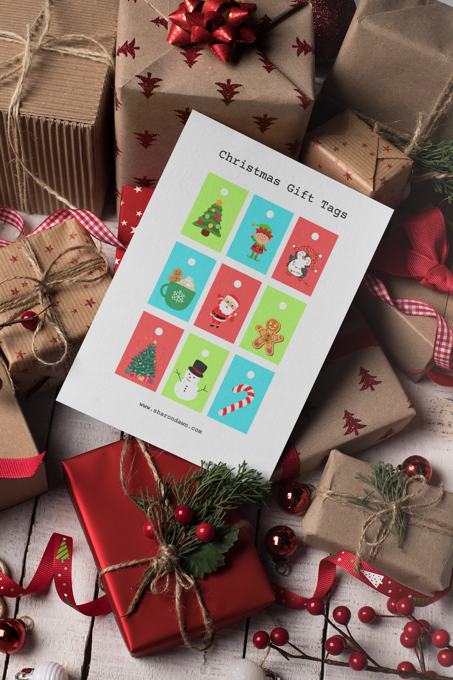 Christmas Gift Tags - Printable Digital Download ~ Sharon Dawn Collection (50% OFF - Sale Price - $3.00 CAD)