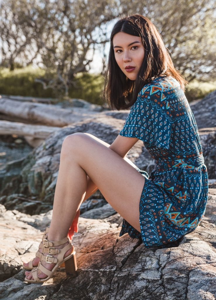 Kaia Romper | Dark Turquoise | 100% Rayon (Sizes: XS-XL) ~ Made in Bali/Designed in Victoria, BC