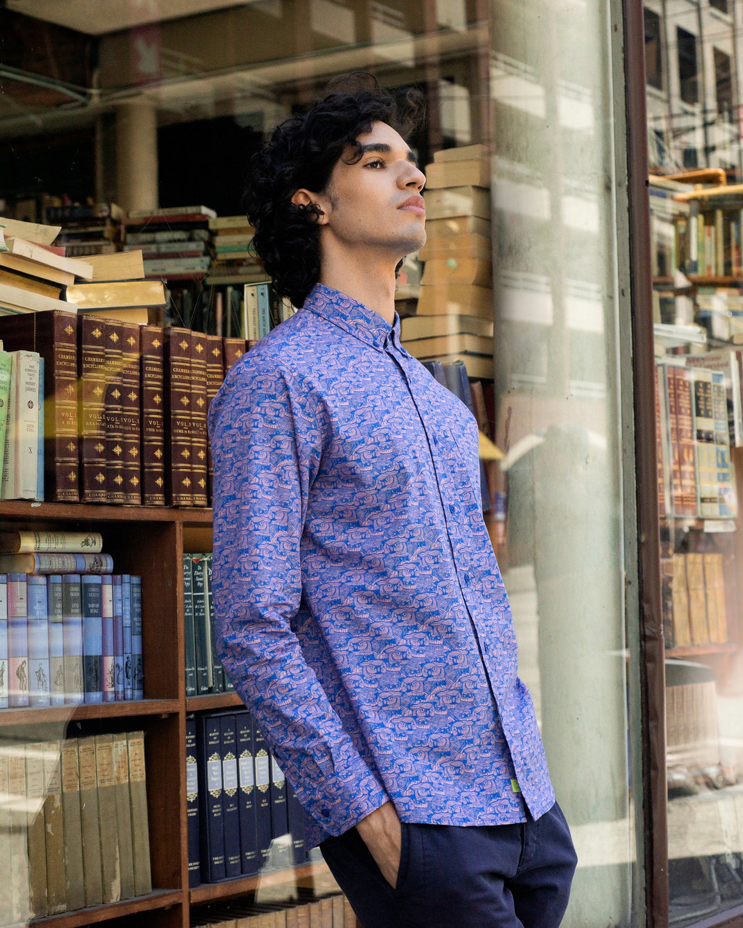 Wise Owl Printed Casual Button-Down Long Sleeve Shirt