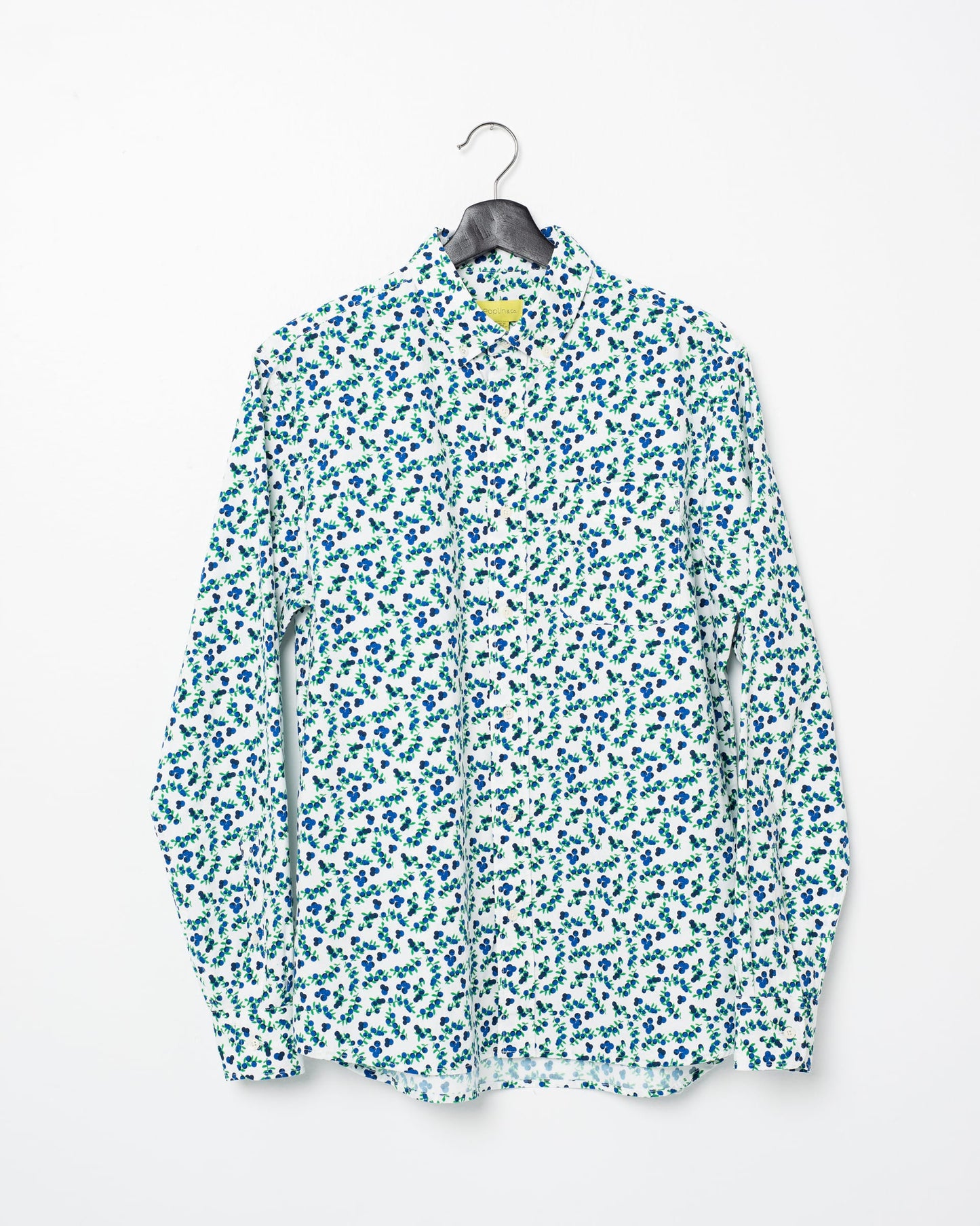 Blueberry Printed Casual Button-Down Long Sleeve Shirt