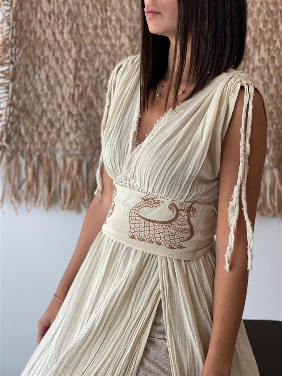 Helen Dress, Long Boho Organic Cotton Slit Dress