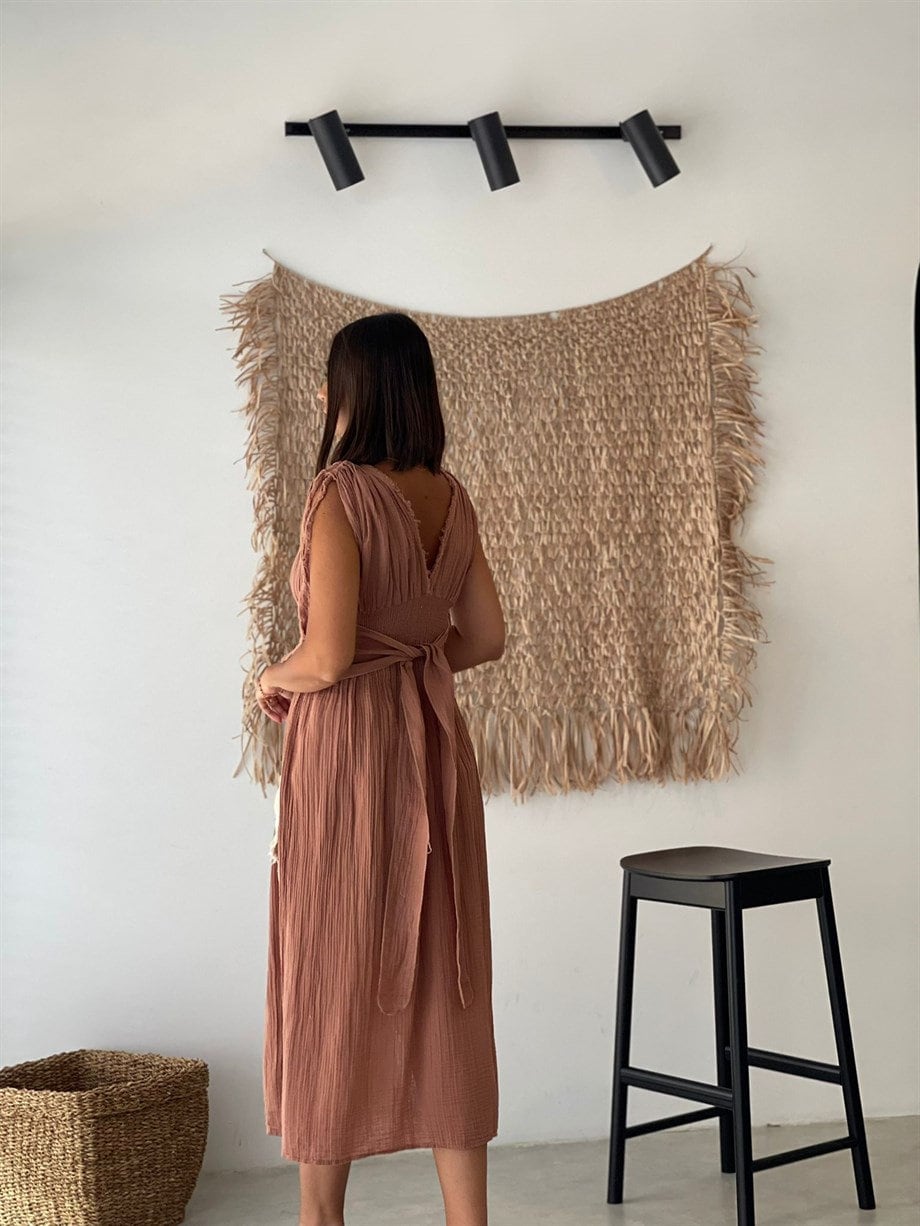 Helen Dress, Long Boho Organic Cotton Slit Dress