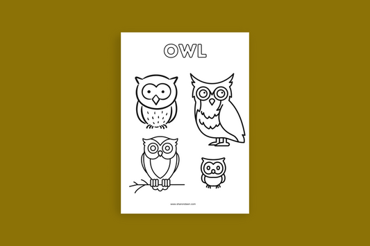Owl - Colouring Page - Printable Digital Download ~ Sharon Dawn Collection