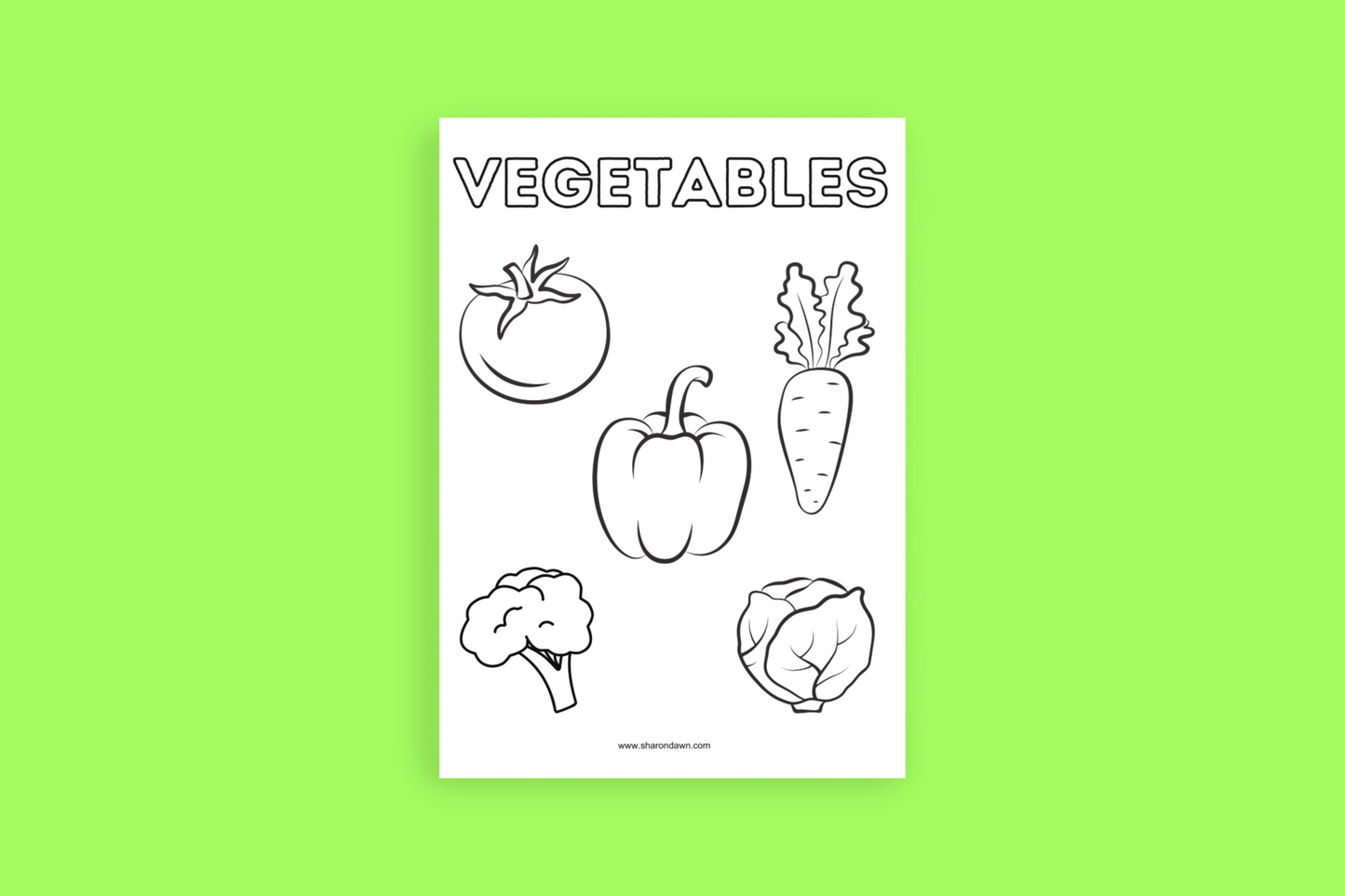 Vegetables - Colouring Page - Printable Digital Download ~ Sharon Dawn Collection