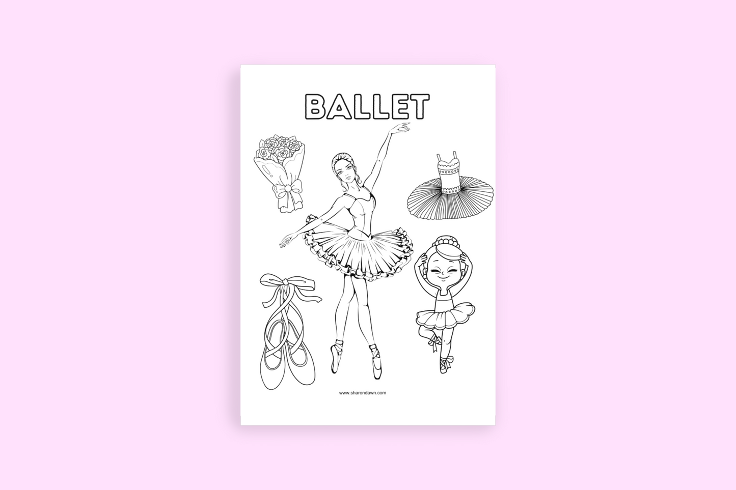 Ballet - Colouring Page - Printable Digital Download ~ Sharon Dawn Collection