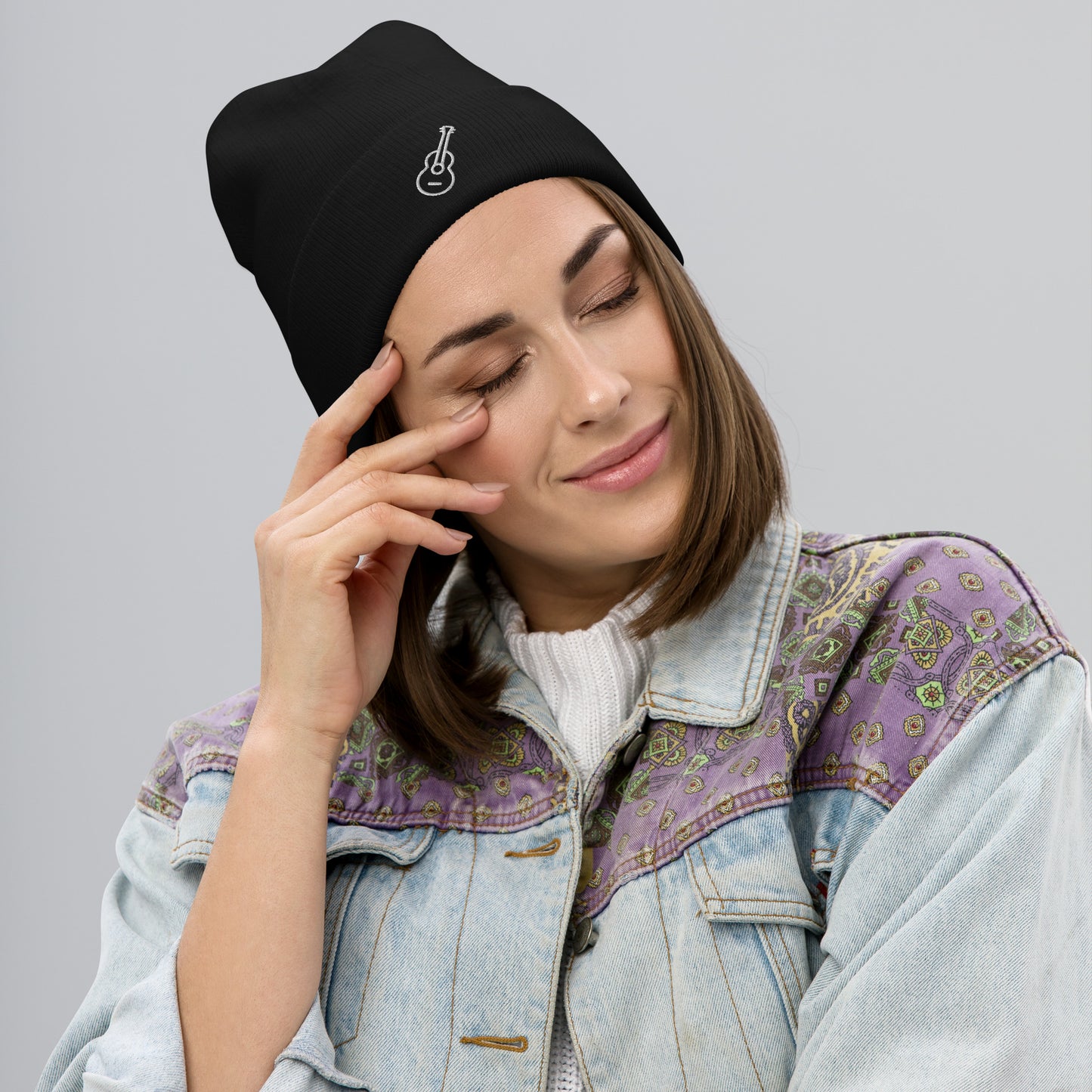 Guitar - Embroidered Beanie ~ Sharon Dawn Collection