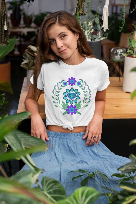 Romeo & Juliette Floral Heart - Short-Sleeve Unisex T-Shirt ~ Sharon Dawn Collection (Sale Price: $39.94 CAD)