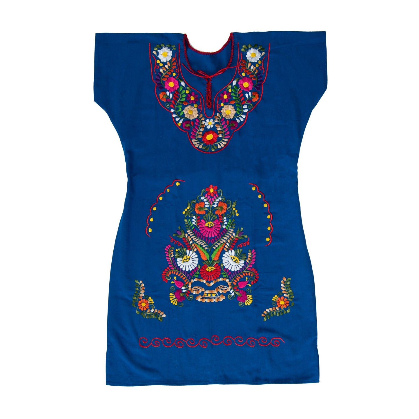 Blue Embroidered Dress - Made in Mexico