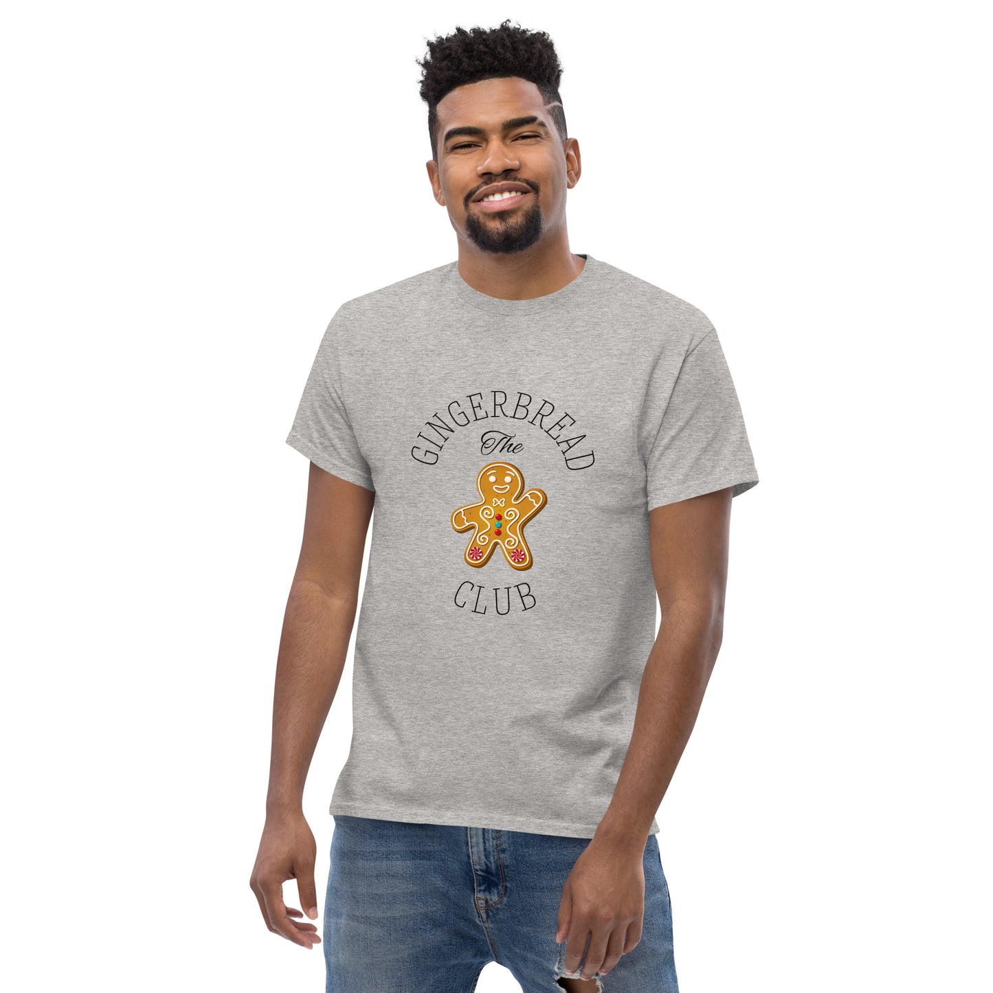 The Gingerbread Club - Men's classic tee (Sizes: S-5XL) Grey/White ~ Sharon Dawn Collection (Sale Price: $47.99 CAD)