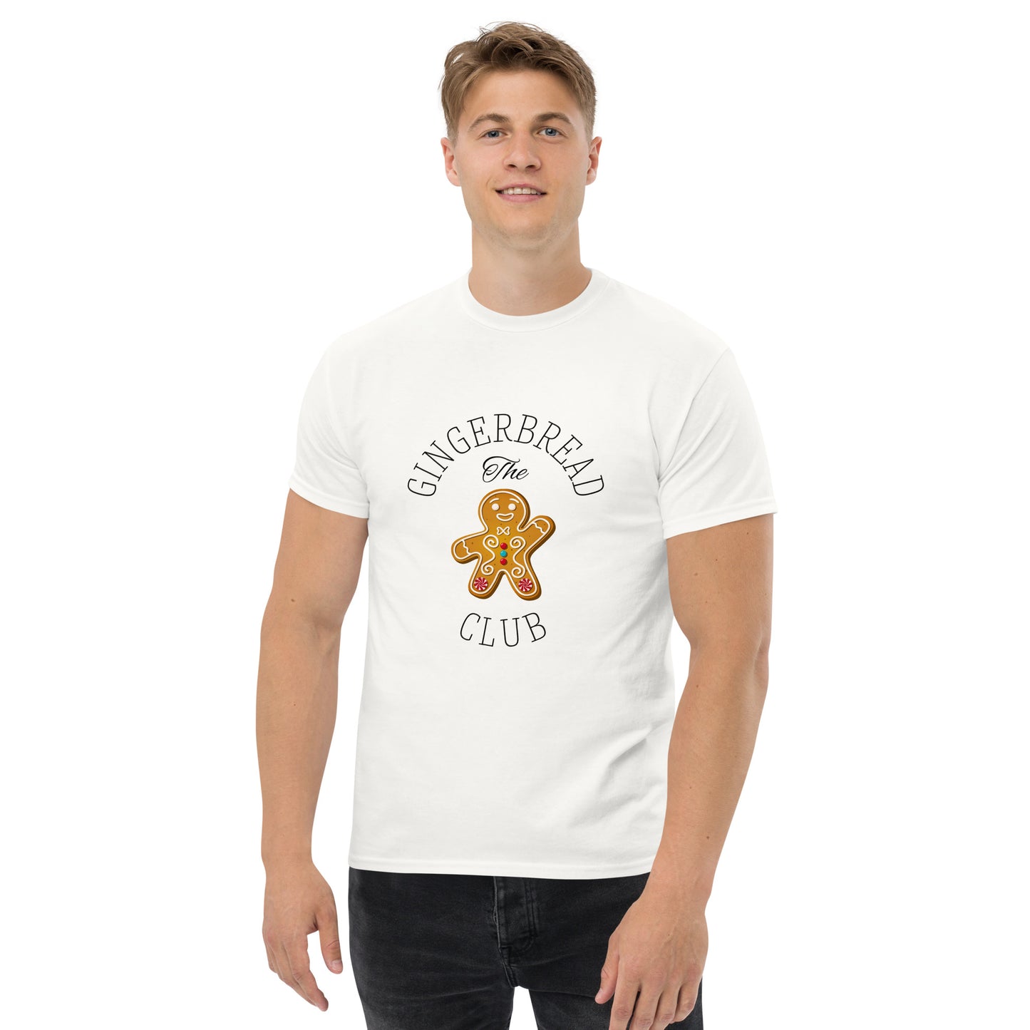 The Gingerbread Club - Men's classic tee (Sizes: S-5XL) Grey/White ~ Sharon Dawn Collection (Sale Price: $47.99 CAD)