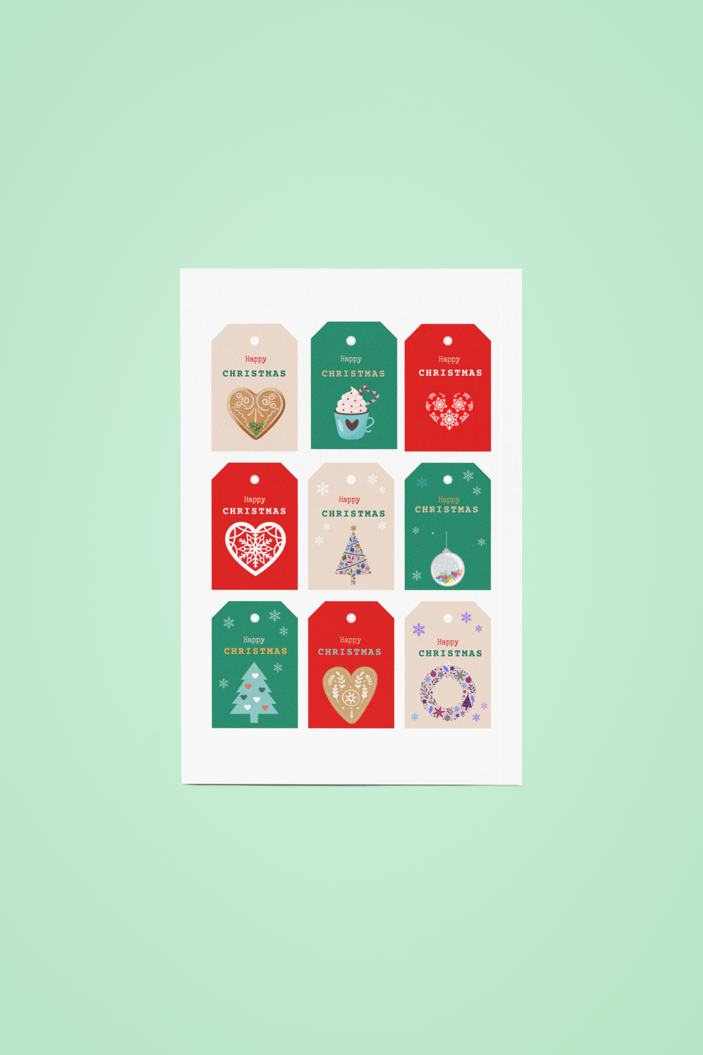 Happy Christmas Gift Tags - Printable Digital Download ~ Sharon Dawn Collection (50% OFF - Sale Price - $3.00)