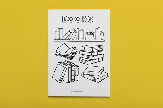 Books - Colouring Page - Printable Digital Download ~ Sharon Dawn Collection