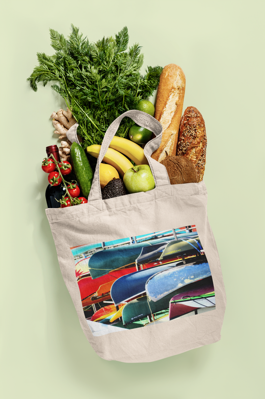Canoes  - Natural Tote Bag ~ Sharon Dawn Collection