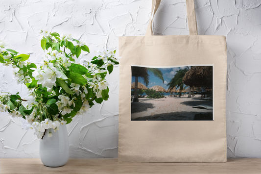 Palapas Beach  - Natural Tote Bag ~ Sharon Dawn Collection