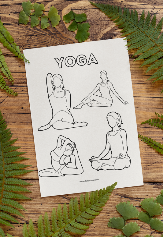 Yoga - Colouring Page - Printable Digital Download ~ Sharon Dawn Collection