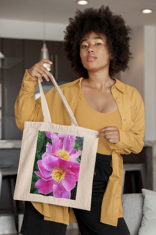 Pink Flowers - Natural Tote Bag ~ Sharon Dawn Collection