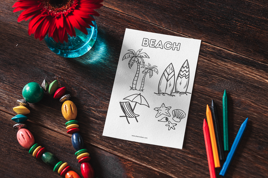 Beach - Colouring Page - Printable Digital Download ~ Sharon Dawn Collection