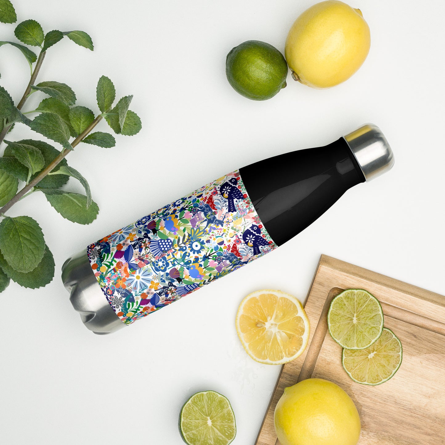 Whimsical Garden Mosaic - Stainless steel water bottle ~ Sharon Dawn Collection (Sale Price: $50.99 CAD)