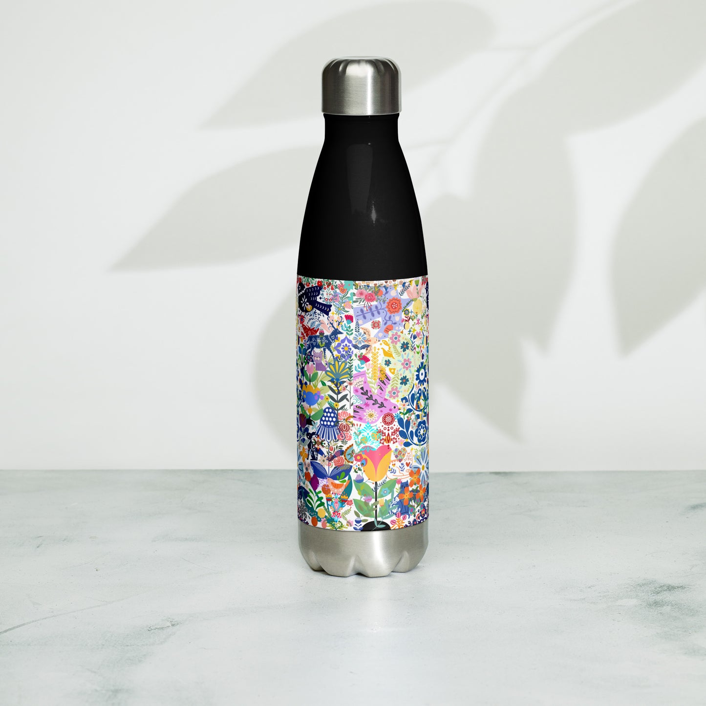 Whimsical Garden Mosaic - Stainless steel water bottle ~ Sharon Dawn Collection (Sale Price: $50.99 CAD)