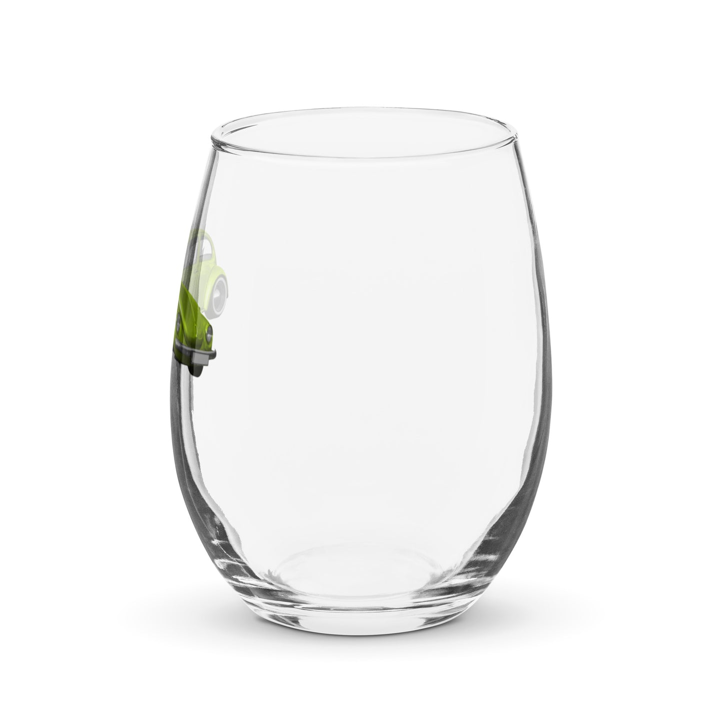 Vintage Green Beetle Car - Stemless wine glass - Sharon Dawn Collection