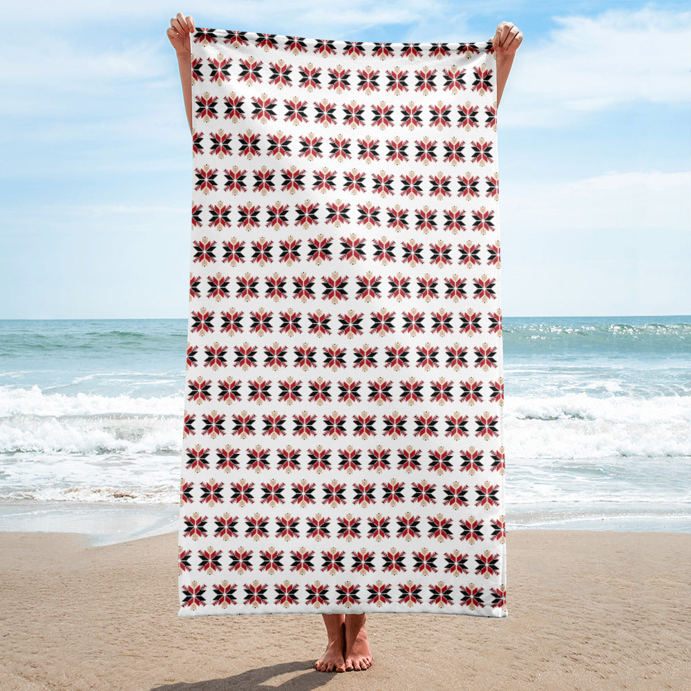 Red & Black Embroidery Print - Towel ~ Sharon Dawn Collection