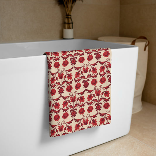 Red Floral - Towel ~ Sharon Dawn Collection (Sale Price: $59.99 CAD)